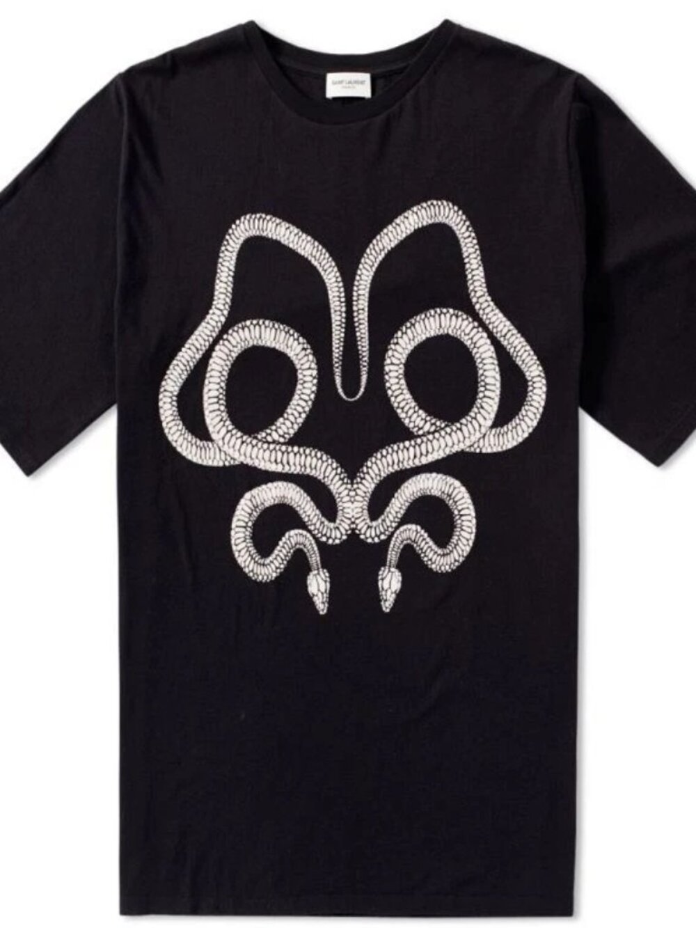 SAINT LAURENT Snake Print Cotton Jersey T-Shirt TEE Black size MEDIUM